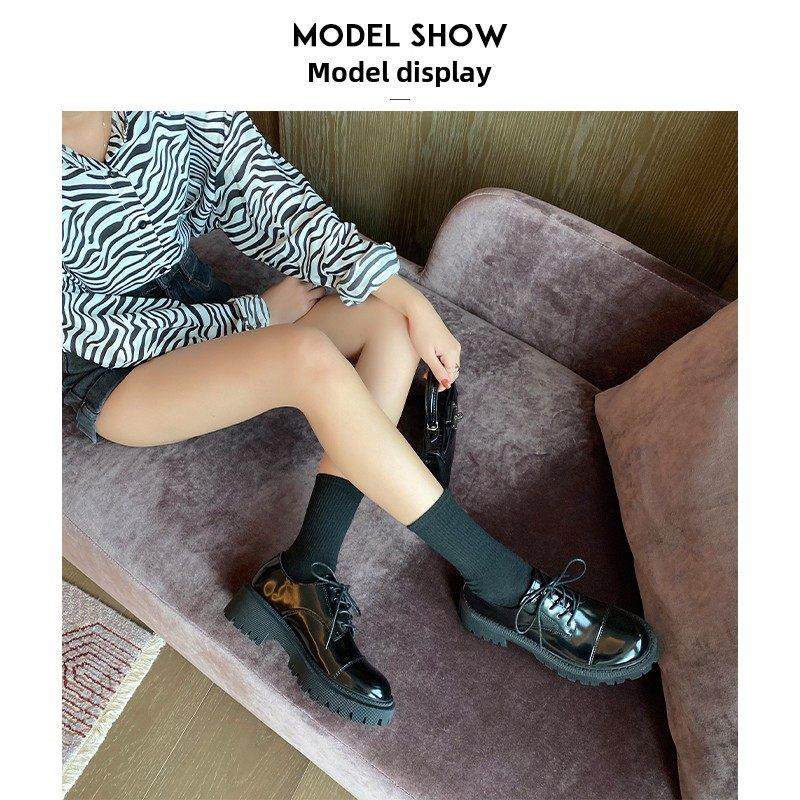 香港小皮鞋女英伦风2025春季新款圆头乐福鞋jk厚底粗跟漆皮单鞋女,淘宝优惠券,粉丝福利购,淘宝优惠卷