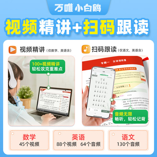 万唯小白鸥小学语文基础知识大全手册数学英语小升初总复习强化训练学霸一二三四五六年级小白鸽古诗词单词语法同步教材全解小白欧 - 图3