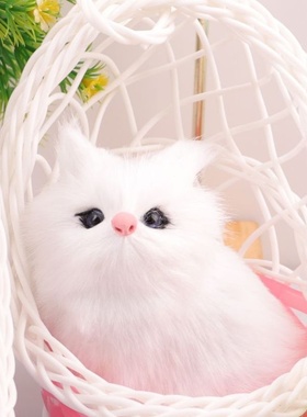 2025新款仿真会叫小猫咪吊篮毛绒儿童玩具可爱动物模型生日礼物