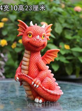 新款创意可爱卡通小恐龙摆摆件 花装园小庭院饰小动物树件脂工艺