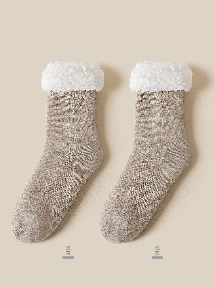 厚袜子冬季男中筒袜羊羔绒保暖家居加绒加厚秋冬男士地板袜睡眠袜