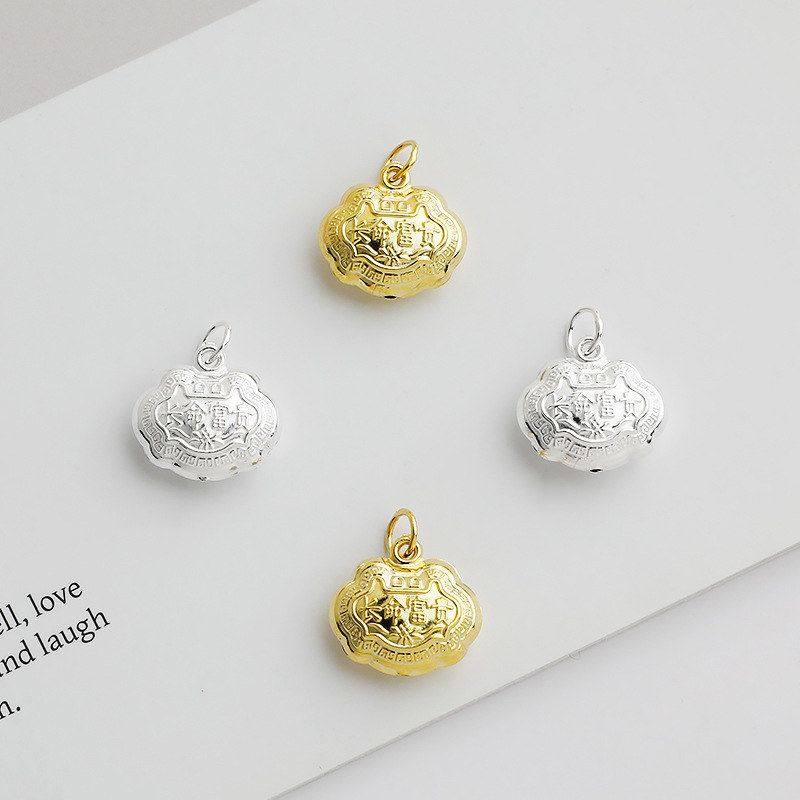 锁99串珠S长命富贵挂件材料铃铛足银手工手链吊坠DIY项链0配件,淘宝优惠券,粉丝福利购,淘宝优惠卷