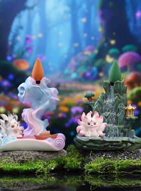 创意潮玩摆件狐烟入梦之倒流香盲盒卡通家居摆件景区文创工艺品