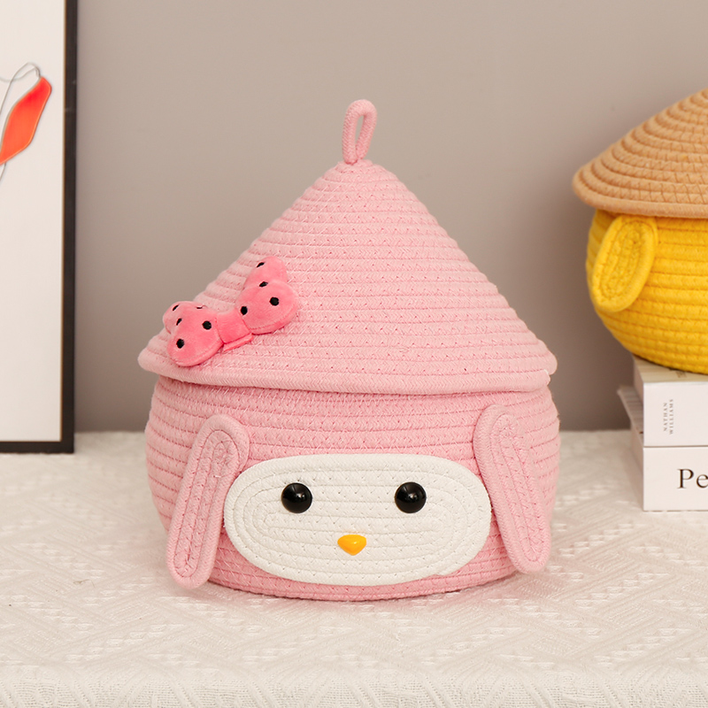 桌面卡通收纳盒茶几零食收纳筐棉线杂物化妆品客厅置物带盖整理篮,淘宝优惠券,粉丝福利购,淘宝优惠卷