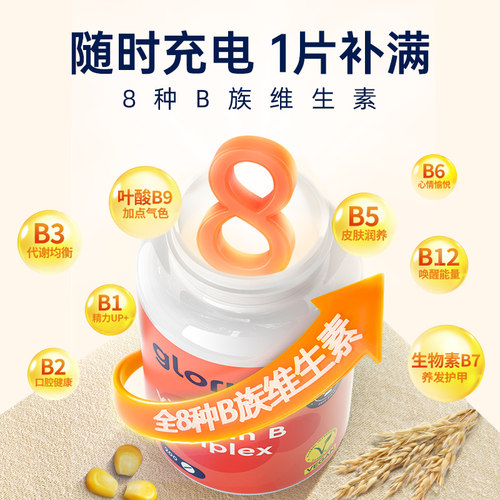 【自营】GloryFeel德国进口复合维生素B族全8种b1b2b3b5b6b7b9b12 - 图0