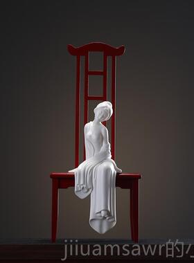 新款泥界 创意公办无摆件禅意陶瓷仕女中式家居客厅书房装室饰摆