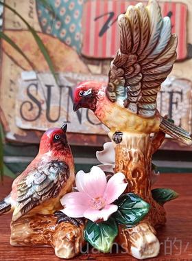 新款中爱情鸟陶瓷小精摆设致手绘陶瓷件鸟装饰摆新居多宝阁式装饰