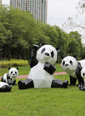 玻璃纤维彩绘熊猫雕塑户