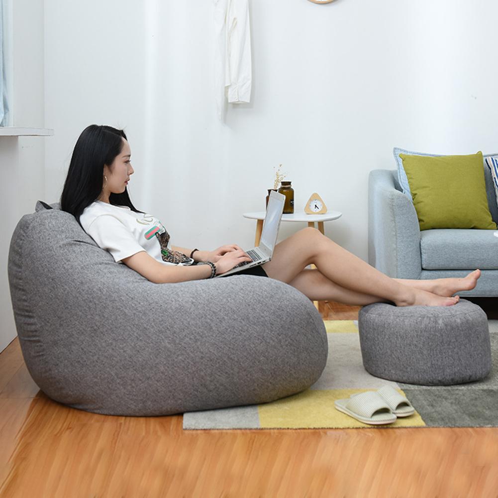 Lazy Sofa Cover Bean Bag Lounger Chair Sofa Seat Living Room-图0