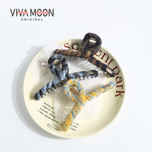 jk格纹布艺春日大号抓夹女高级感原创简约气质后脑勺鲨鱼夹发夹 - 图0