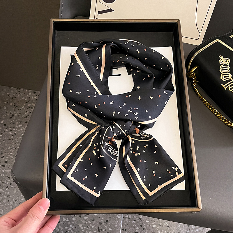 小长条方巾丝巾女春秋冬季搭配衬衫围脖子护颈系脖薄围巾领巾飘带 - 图0