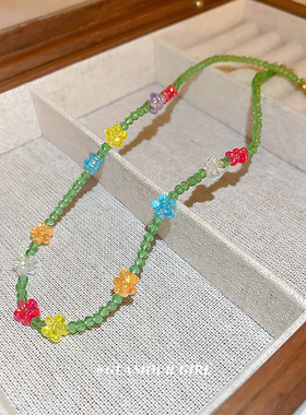 绿色锁骨链项链项链亚克力水晶