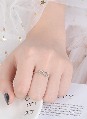 跨境2025新款韩版森系甜美镶钻女款开口调节个性8字戒指魅力