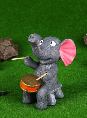 跨境树脂工艺品摆件家居装饰艺术大象摆件树脂摆件敲鼓大象装饰