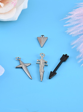 2025新款时尚羽毛流苏耳环DIY创意剑形不锈钢三角设计潮流饰品