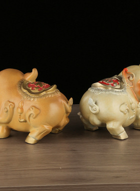 2025新款黄铜生肖猪福猪摆件高端艺术礼品办公室客厅奢华装饰