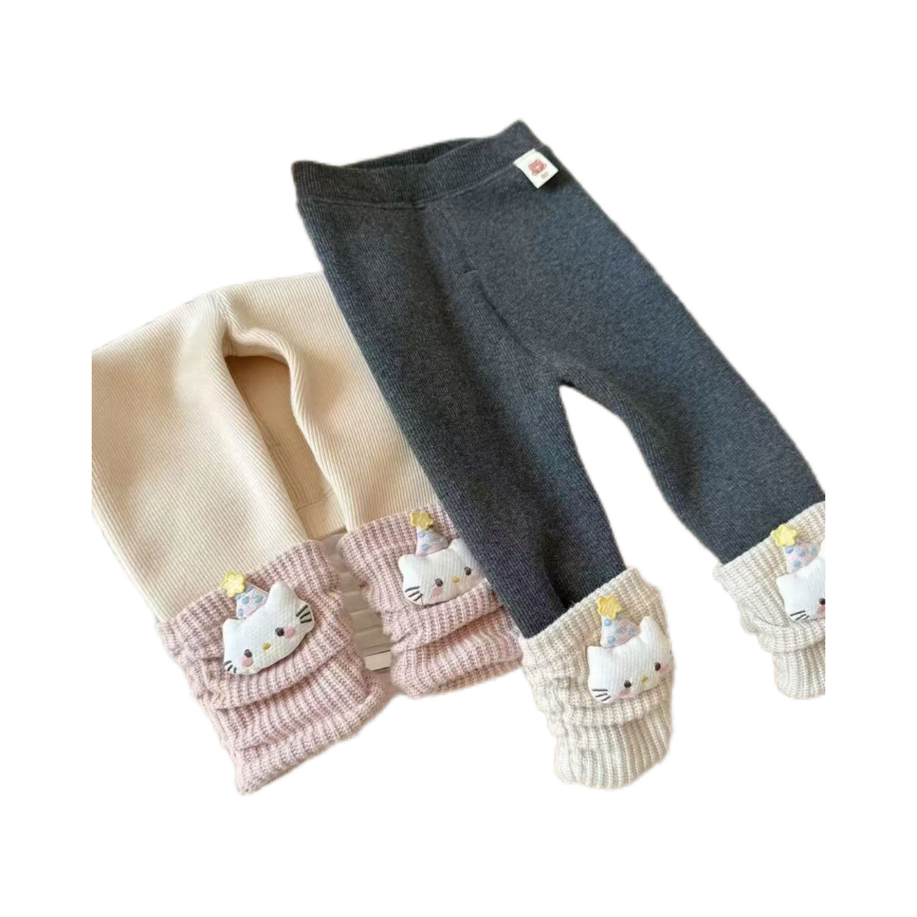 女童冬季幼儿园宝宝可爱加绒打底裤2025新款卡通kt猫堆堆保暖长裤,淘宝优惠券,粉丝福利购,淘宝优惠卷