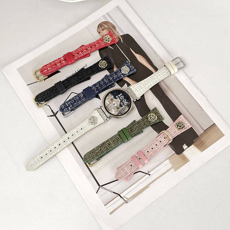 适用华为gt5表带小蛮腰山茶花腕带gt4/gt3华为watch4/3pro小香风毛呢皮带42mm荣耀magic2秋冬女18mm表带20mm,淘宝优惠券,粉丝福利购,淘宝优惠卷