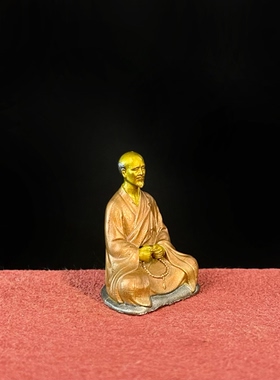「系绮」弘一法师纯手工实心铜彩绘铜像摆件办公桌摆件桌面摆件