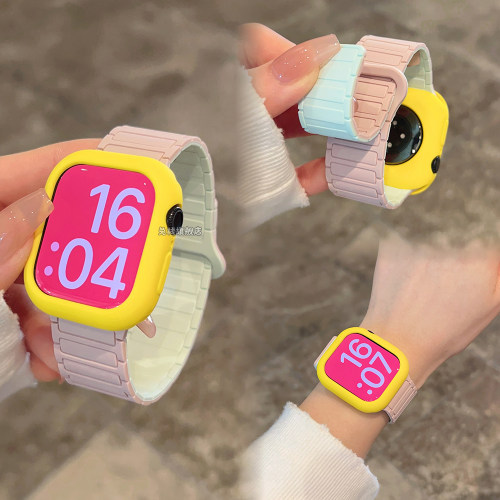 适用iwatch苹果手表applewatch表带s11张婧仪同款磁吸s10硅胶se3女款ultra专用s9创意新品高级质感小众 - 图1