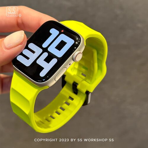 适用applewatch苹果手表表带s10男女生s9新款se高级感ultra3硅胶iwatch智能腕表s11春夏天波浪纹运动质感小众 - 图0