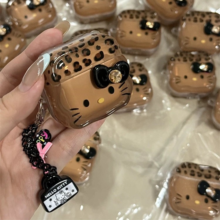 少女心甜酷风豹纹蝴蝶结KT表情适用airpods3保护套airpodspro2代苹果耳机保护壳airpods1/2代耳机套4代女款 - 图3