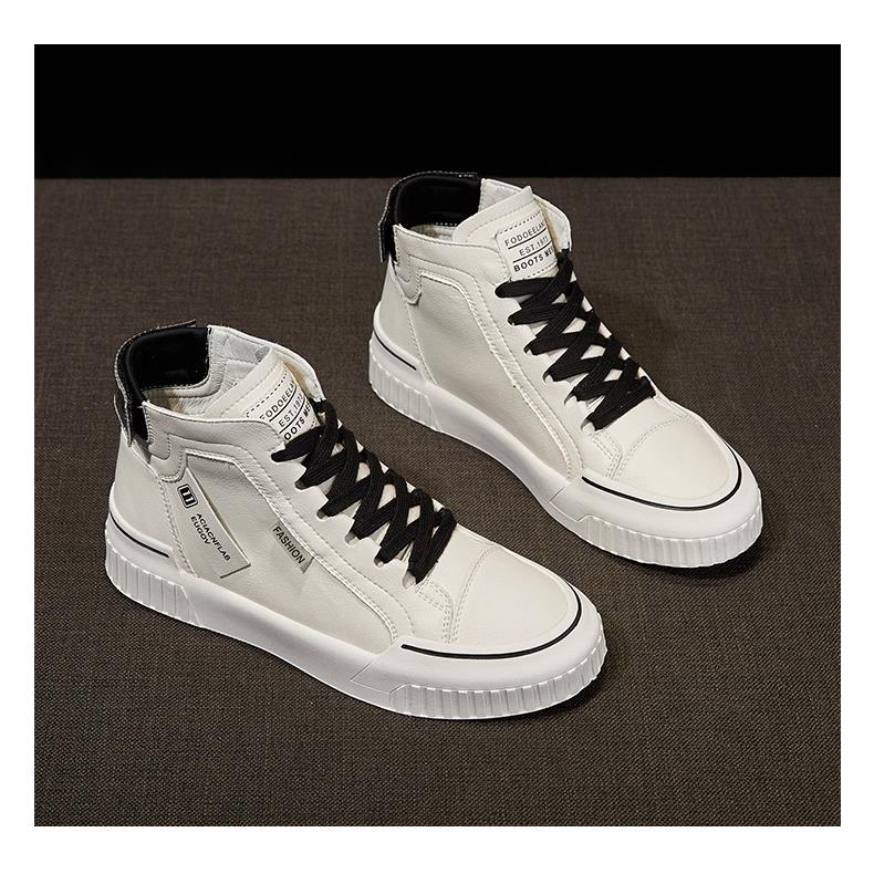 潮牌明星同款真皮女鞋春秋2024新款透气百搭高帮鞋休闲小白鞋韩版