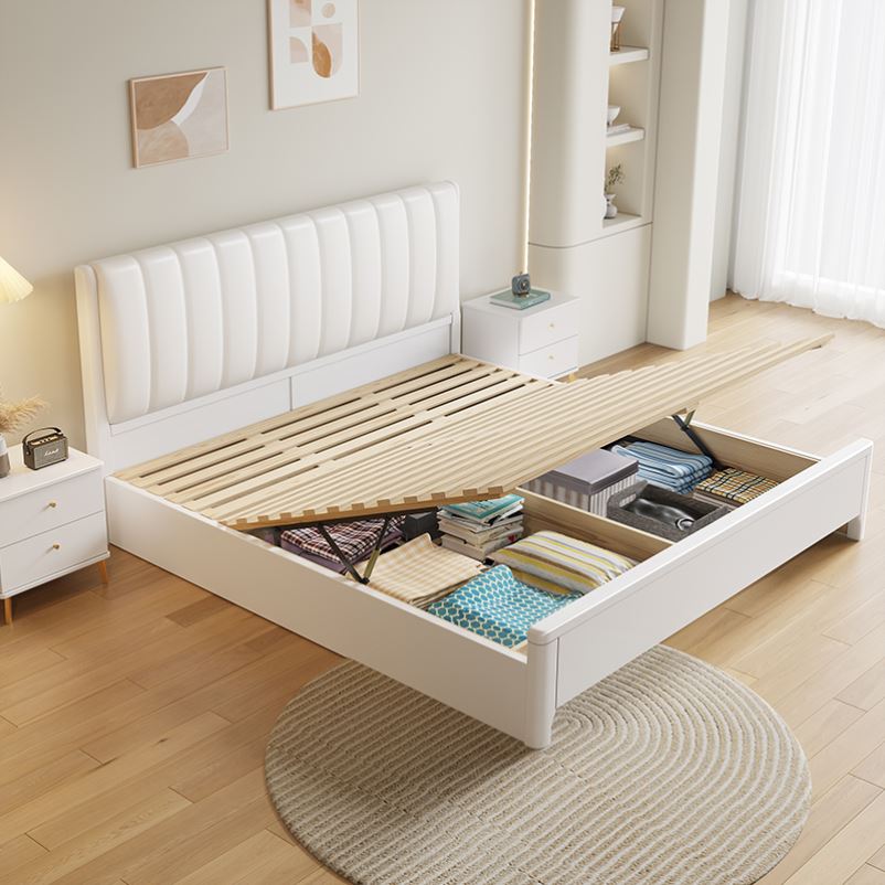 1.9米长的床北欧实木床现代简约1.8米双人1.5*1.9m主卧室白色软包