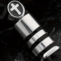 跨境新品不锈钢戒指套装铸造十字架滴黑油戒指复古朋克风钛钢