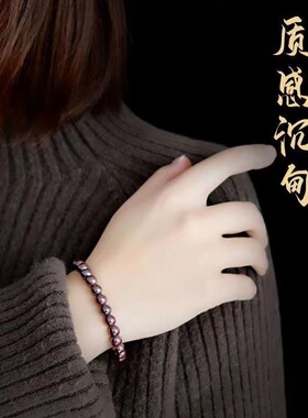 高含量还原砂原矿朱砂手串朱砂原石打磨男女款辰砂手链本命年