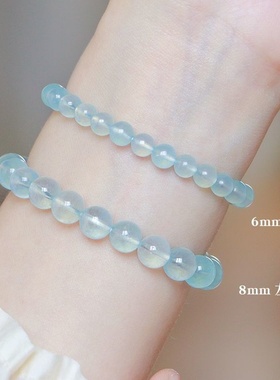 批发新款天然冰种魔鬼海蓝宝补水手链水晶蓝色手串简约小众手