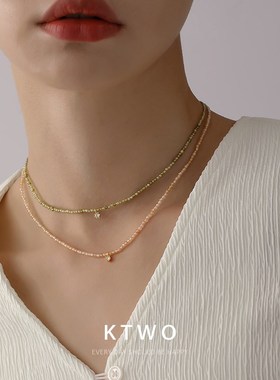 简约小晶珠串珠项链女小众高级感设计单钻吊坠新款百搭锁骨链配饰