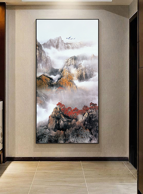 国画入户门玄关靠山长城中国风