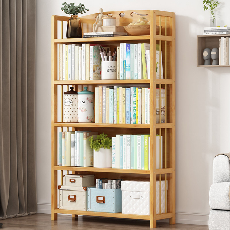 楠竹书架简易多层学生儿童储物收纳厨房置物架实木客厅小书柜落地,淘宝优惠券,粉丝福利购,淘宝优惠卷