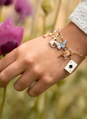 Fable女珐琅彩法式吊坠手链小众