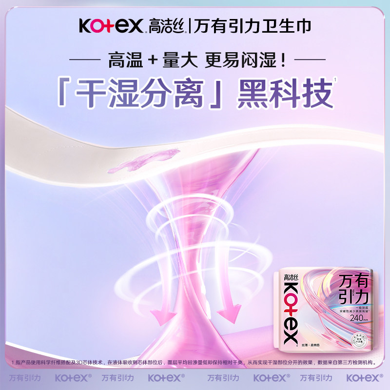 【百补】高洁丝万有引力卫生巾姨妈巾量大防漏瞬吸日夜用