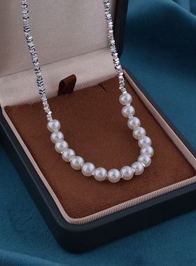 925纯银碎银子珍珠项链