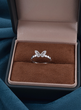 925纯银蝴蝶戒指女尾戒小众设计