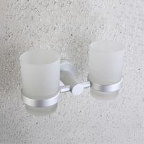 Home Space Aluminum Wall-mounted Wall Wash Cup Holder Toilet Couple Toothbrush Gargle Cup Glass Wash Rack Free From Punching