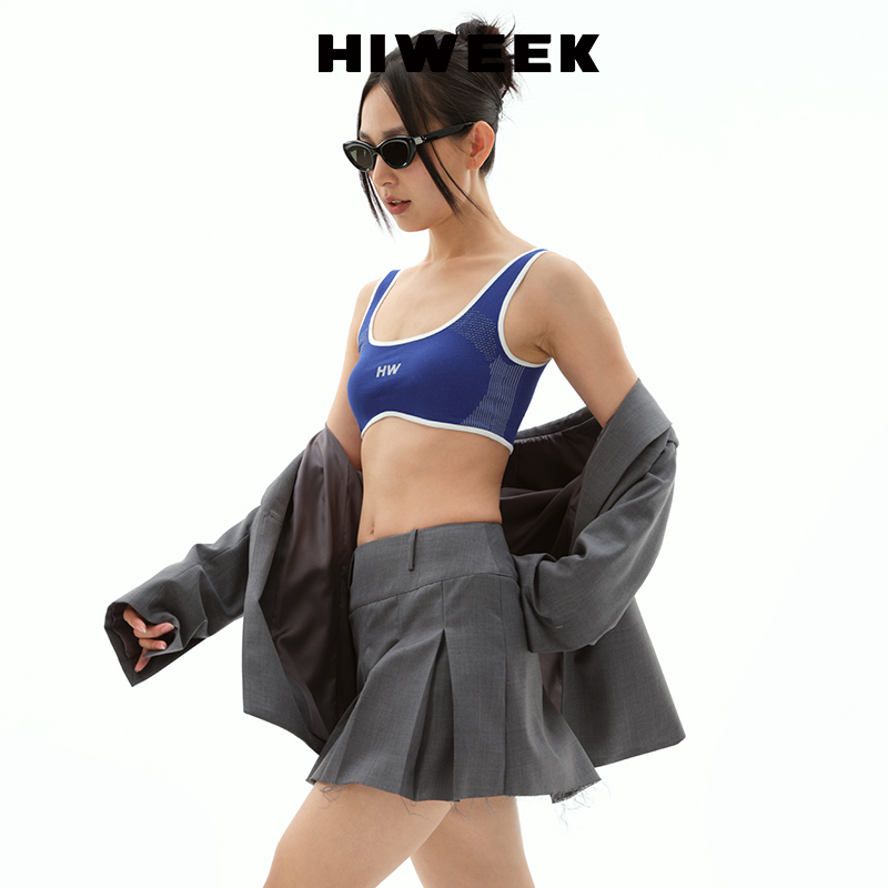 HIWEEK内衣女无缝针织拼接撞色轻运动无痕外穿背心款文胸