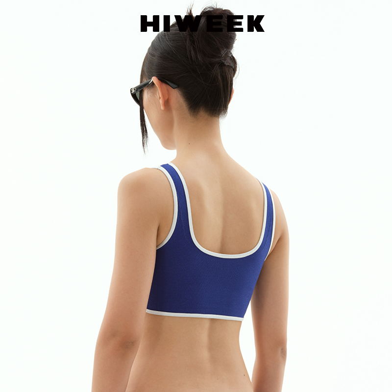 HIWEEK内衣女无缝针织拼接撞色轻运动无痕外穿背心款文胸