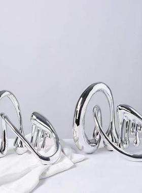电镀银色金色流体音符树脂摆件家居客厅电视柜玄关装饰品