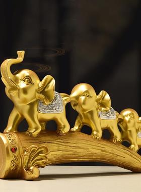 欧式客厅酒柜酒架电视柜大象摆件创意家居玄关装饰品三只小象摆设