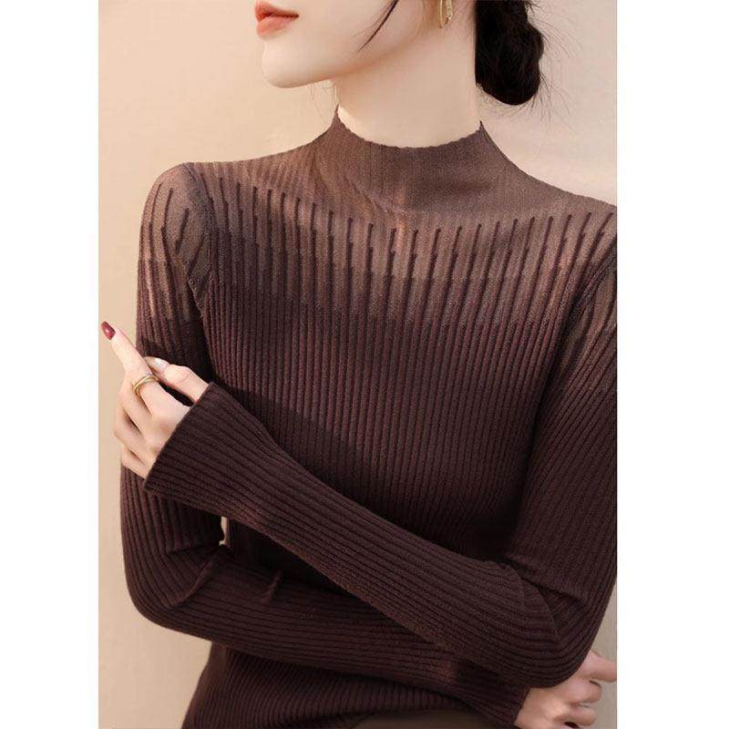 韩国半高领长袖针织衫女秋装2025新款修身内搭毛衣蕾丝打底衫~,淘宝优惠券,粉丝福利购,淘宝优惠卷