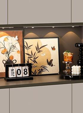 电视柜台面摆件画法式中古风装饰画入户门玄关摆件挂画卧室房间客