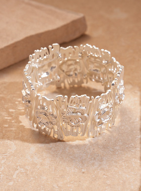 欧美哑光镂空花朵拼接手镯手饰女