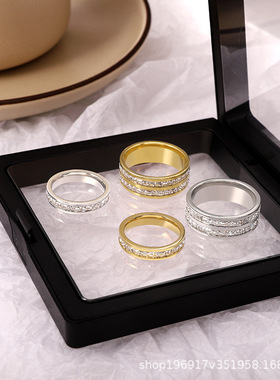 2025潮流镶钻轻奢女士食指戒指日韩风尚闺蜜时尚配饰礼品闪亮璀璨