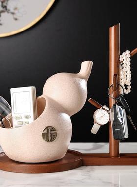 入户门鞋柜上的摆件新中式客厅入户玄关钥匙收纳摆件葫芦收纳盒门