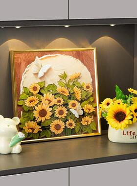 电视柜台面摆件画入户门向日葵装饰画玄关摆件客厅鞋柜桌面装饰品