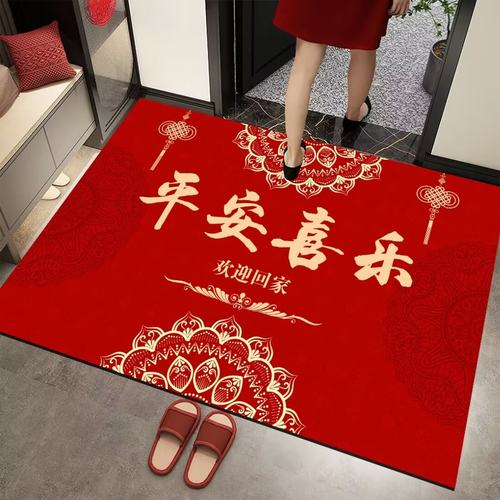 入户地垫硅藻泥红色进户脚垫浴室卫生间吸水防滑门垫出入平安地垫 - 图2